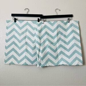 2x H&M Home Light Blue Ivory White Chevron Stripe Throw Pillow Covers